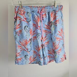 Peter Millar Swim Trunks Blue And Coral